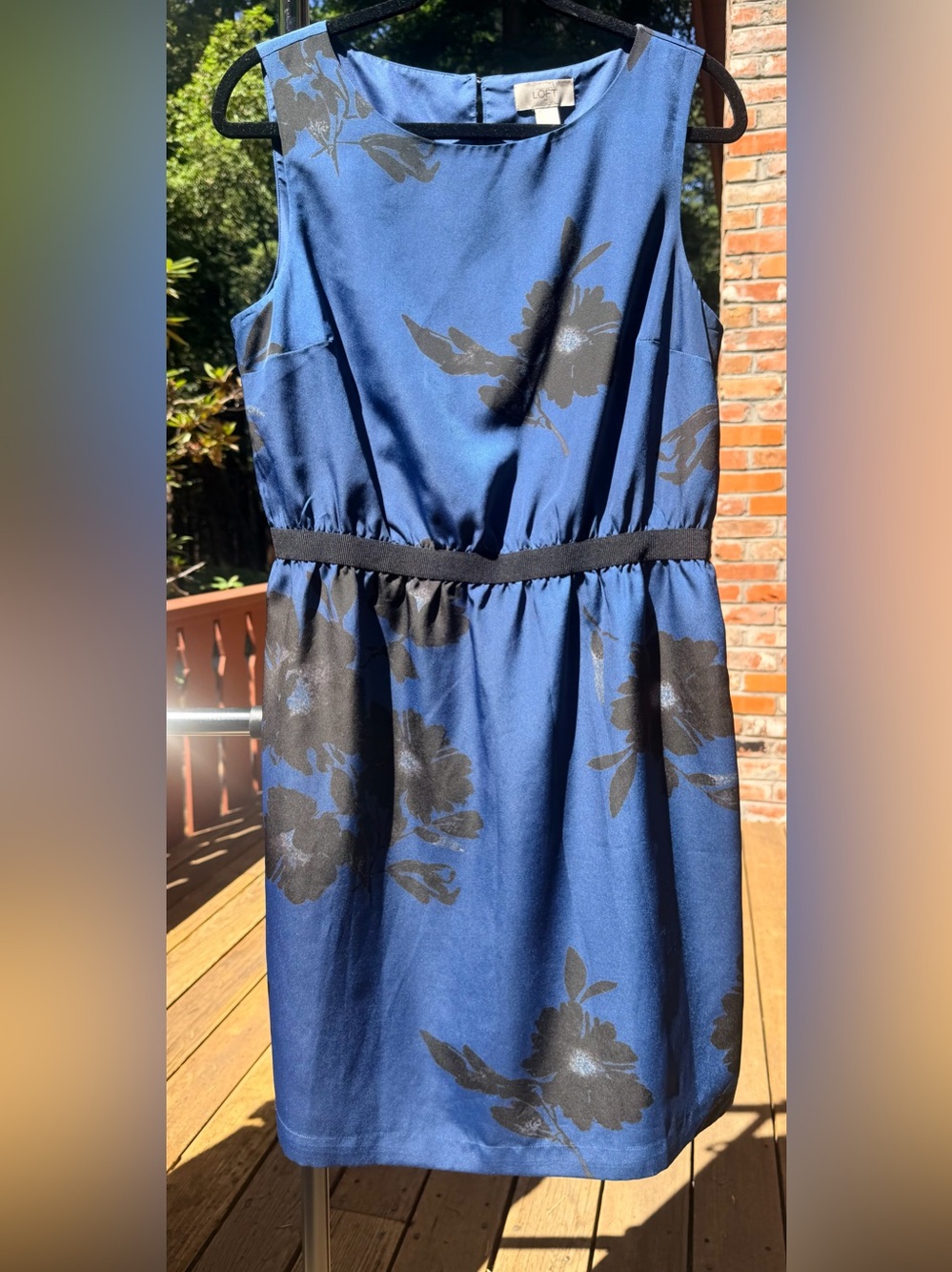 Blue Floral Fit-and-Flare Dress by LOFT